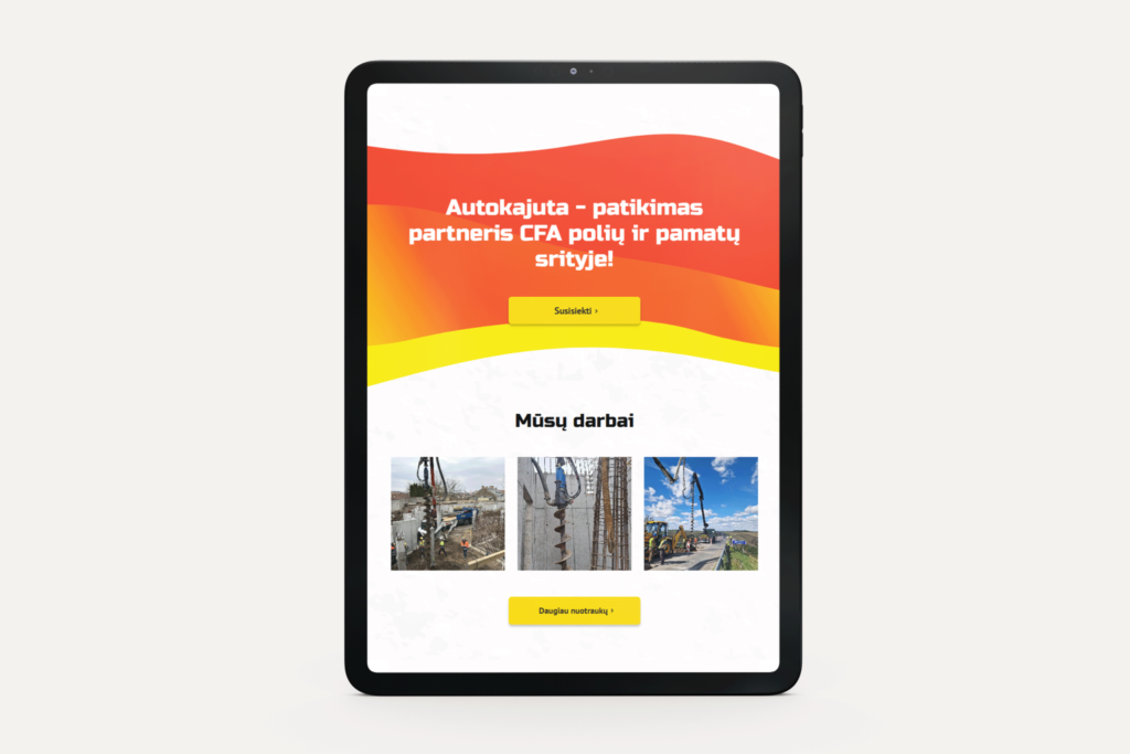 Autokajuta svetainė planšetėje
